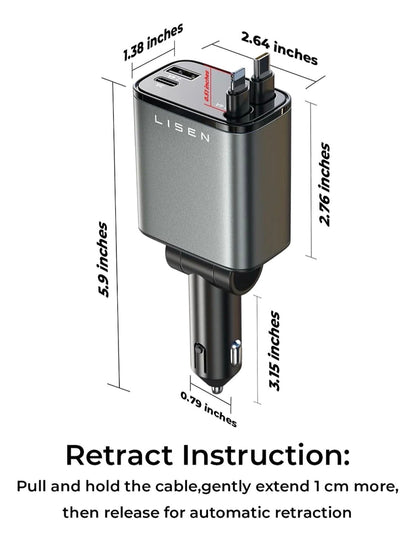 USB-C Retractable Car Charger