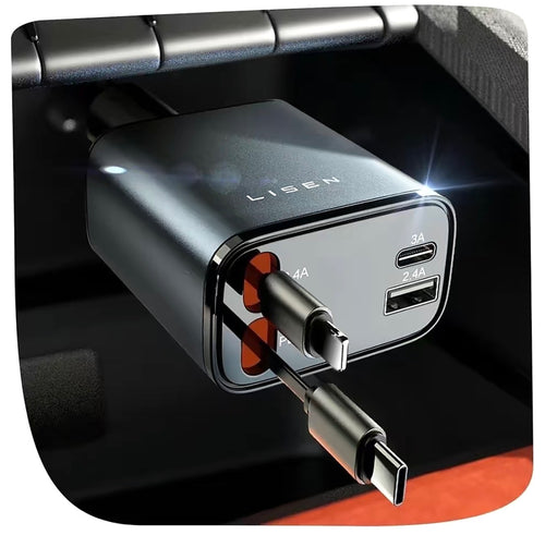 USB-C Retractable Car Charger